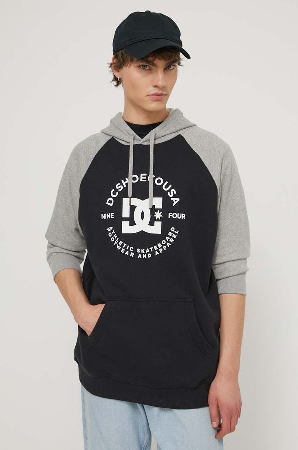 DC Dukserica DC za muškarce, boja: siva, s kapuljačom, s tiskom