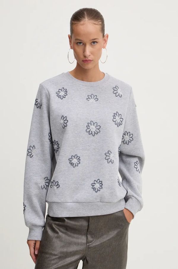 Desigual Dukserica Desigual JOYA za žene, boja: siva, s aplikacijom, 24WWSK32