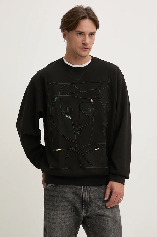 Desigual Dukserica Desigual OREGON za muškarce, boja: crna, s aplikacijom, 24WMSK13