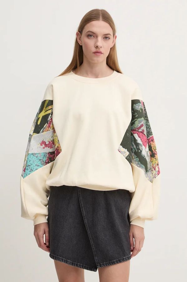 Desigual Dukserica Desigual POSTERS za žene, boja: bež, s uzorkom, 24WWSK26