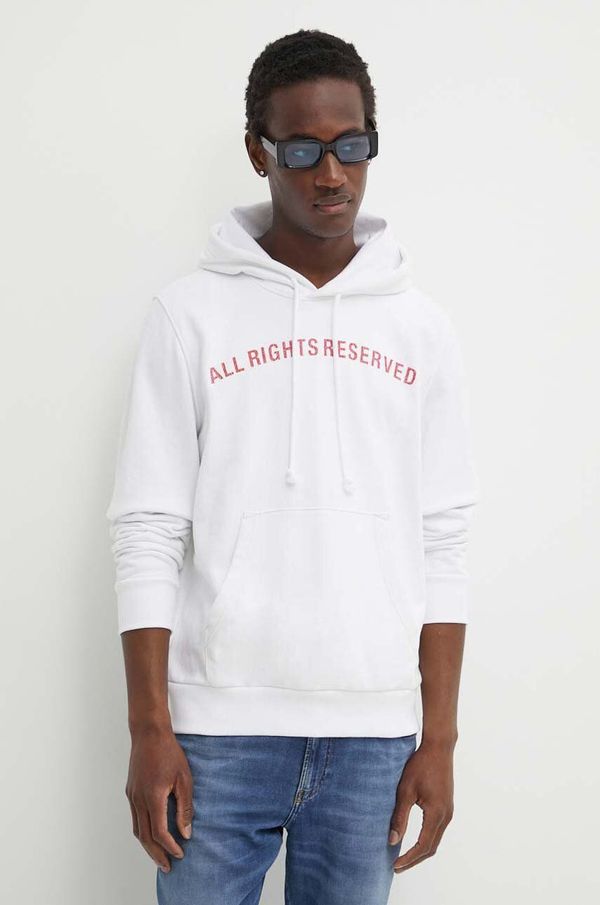 Diesel Dukserica Diesel S-GINN-HOOD-K39 za muškarce, boja: bijela, s kapuljačom, s tiskom, A12515.0HAYT