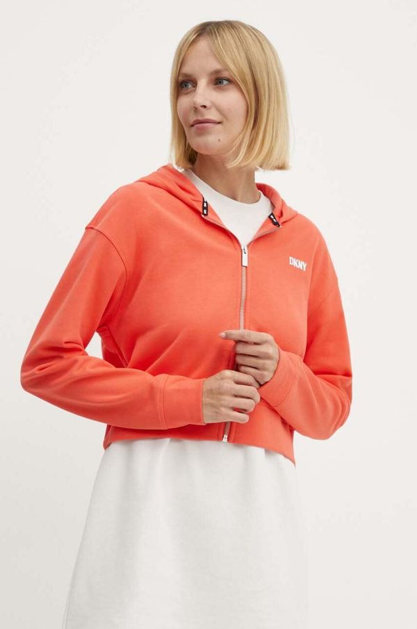 DKNY Dukserica Dkny za žene, boja: bež, s kapuljačom, bez uzorka, DP3J9279