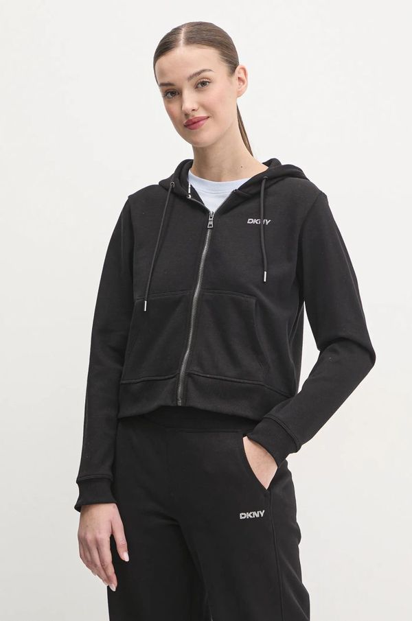 DKNY Dukserica Dkny za žene, boja: crna, s kapuljačom, bez uzorka, DP5J9508