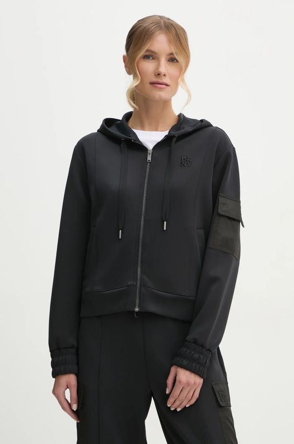 DKNY Dukserica Dkny za žene, boja: crna, s kapuljačom, bez uzorka, P4ME6XQC