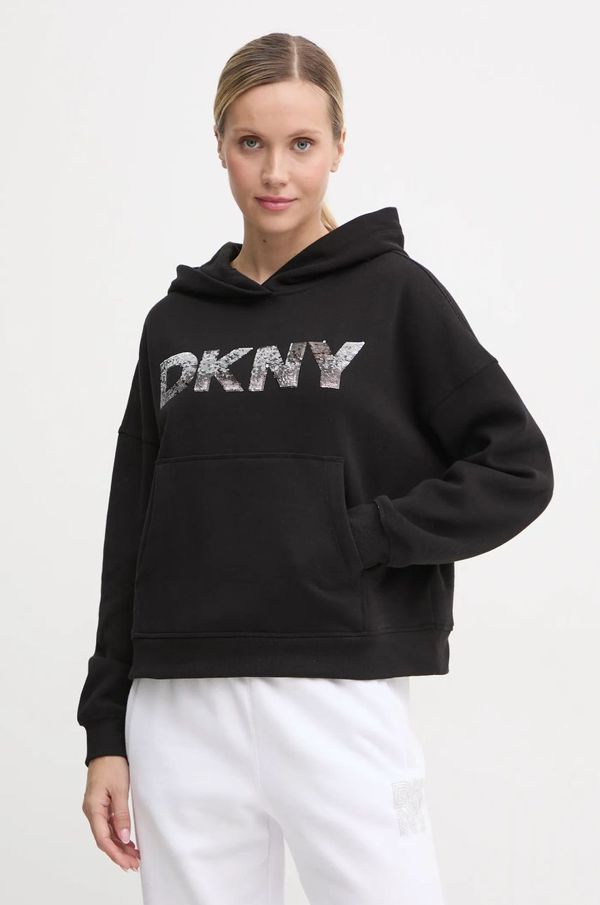 DKNY Dukserica Dkny za žene, boja: crna, s kapuljačom, s aplikacijom, DP4T1031