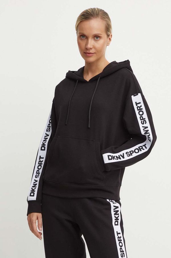 DKNY Dukserica Dkny za žene, boja: crna, s kapuljačom, s aplikacijom, DP4T9950