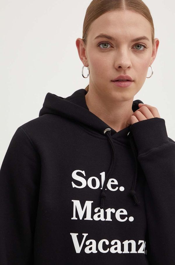 Drivemebikini Dukserica Drivemebikini Sole Mare Vacanze za žene, boja: crna, s kapuljačom, s tiskom