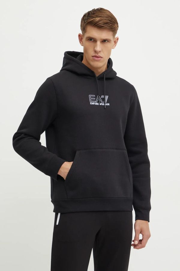 EA7 Emporio Armani Dukserica EA7 Emporio Armani boja: crna, s kapuljačom, s tiskom, PJZXZ.6DUM18