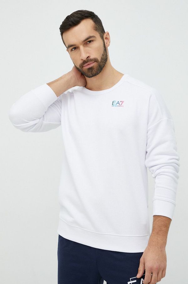 EA7 Emporio Armani Dukserica EA7 Emporio Armani za muškarce, boja: bijela, s tiskom