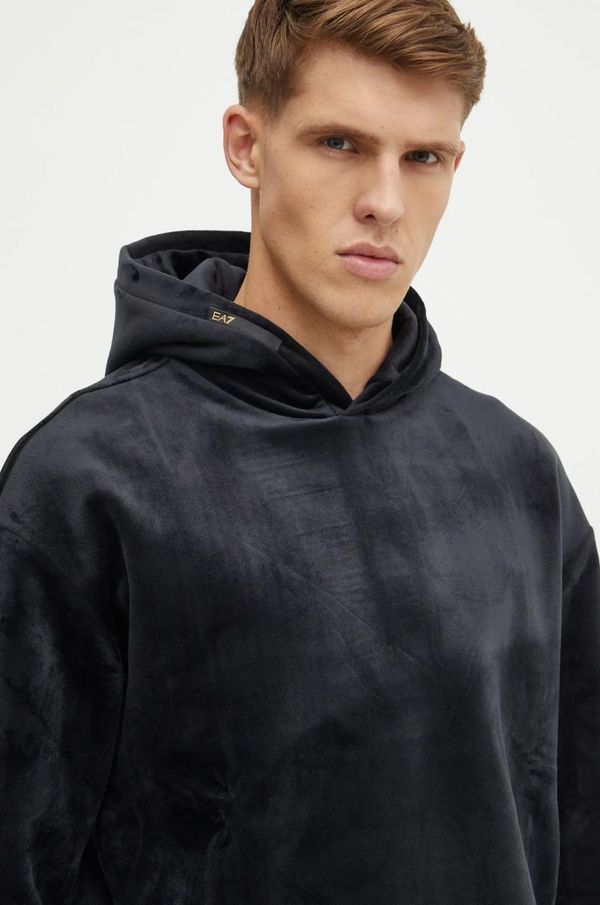 EA7 Emporio Armani Dukserica EA7 Emporio Armani za muškarce, boja: crna, s kapuljačom, bez uzorka, AF10345.7M000031