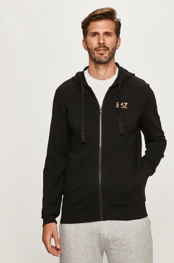 EA7 Emporio Armani Dukserica EA7 Emporio Armani za muškarce, boja: crna, s kapuljačom, s tiskom