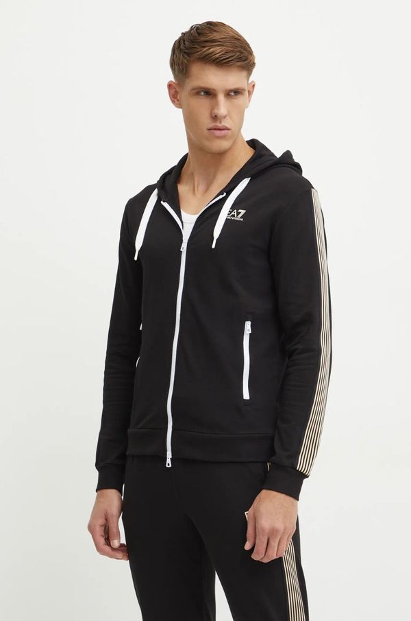 EA7 Emporio Armani Dukserica EA7 Emporio Armani za muškarce, boja: crna, s kapuljačom, s tiskom, PJ9FZ.6DPM29