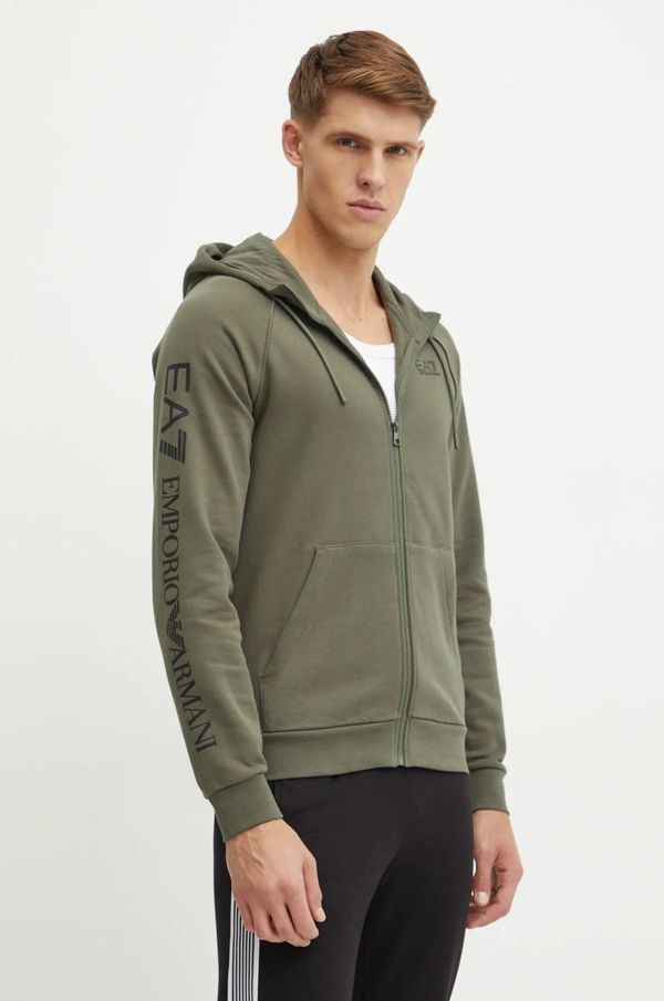 EA7 Emporio Armani Dukserica EA7 Emporio Armani za muškarce, boja: zelena, s kapuljačom, bez uzorka, PJ07Z.8NPM22