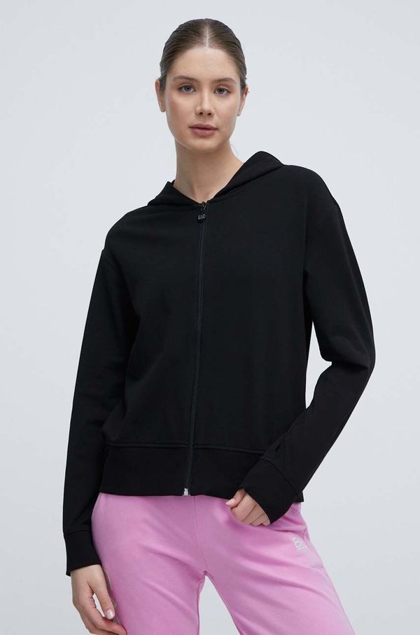 EA7 Emporio Armani Dukserica EA7 Emporio Armani za žene, boja: crna, s kapuljačom, bez uzorka