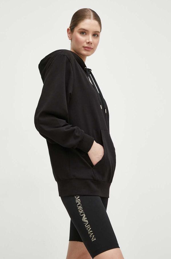 EA7 Emporio Armani Dukserica EA7 Emporio Armani za žene, boja: crna, s kapuljačom, s tiskom