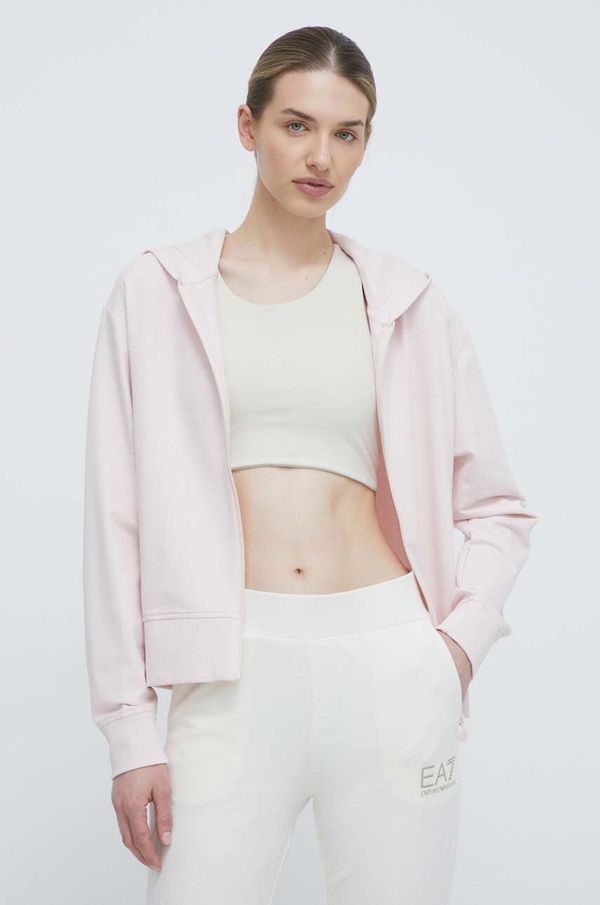 EA7 Emporio Armani Dukserica EA7 Emporio Armani za žene, boja: ružičasta, s kapuljačom, bez uzorka