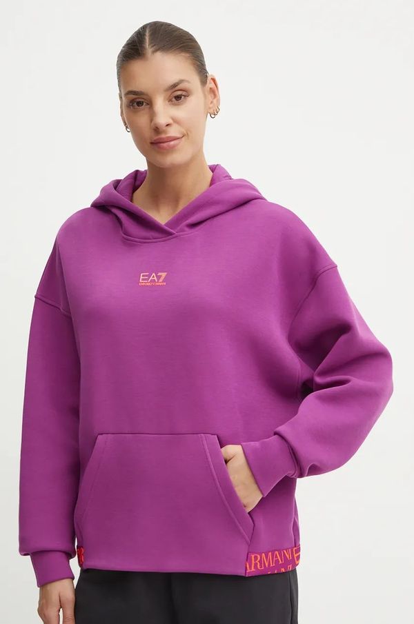 EA7 Emporio Armani Dukserica EA7 Emporio Armani za žene, boja: ružičasta, s kapuljačom, s tiskom, TJUXZ.6DTM19