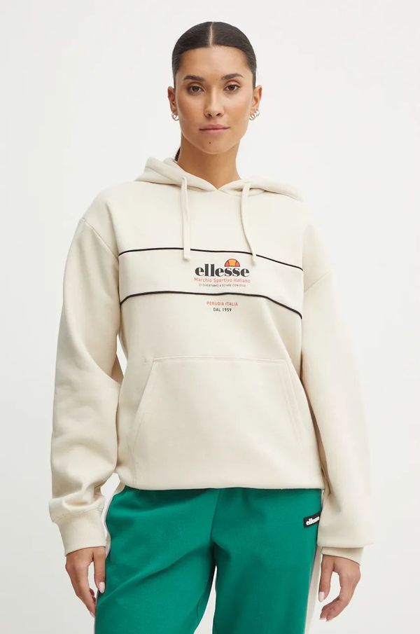 Ellesse Dukserica Ellesse GALSTER za žene, boja: bež, s kapuljačom, s tiskom, SGX20922