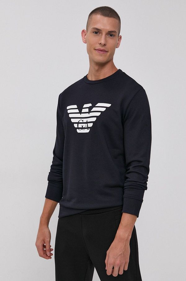 Emporio Armani Dukserica Emporio Armani za muškarce, boja: tamno plava, s tiskom, 8N1MR6 1JRIZ