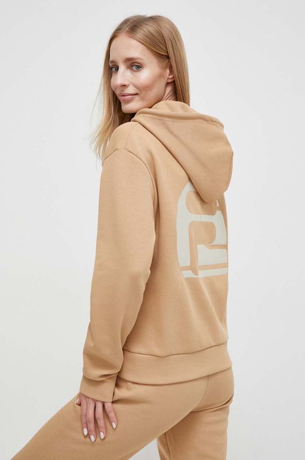 Fila Dukserica Fila VR46 za žene, boja: bež, s kapuljačom, s aplikacijom