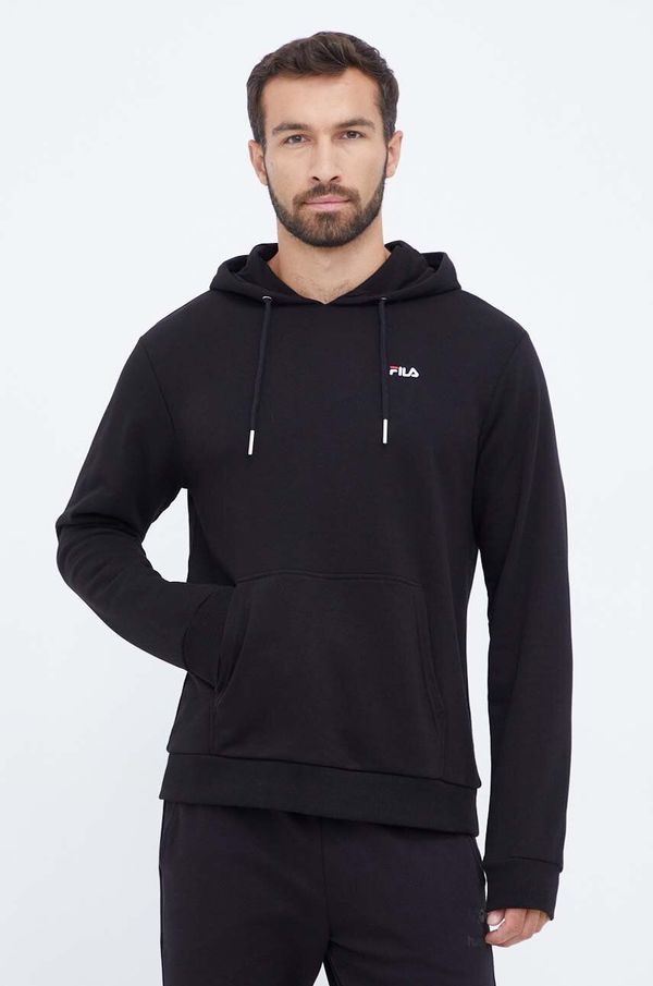 Fila Dukserica Fila za muškarce, boja: crna, s kapuljačom, bez uzorka