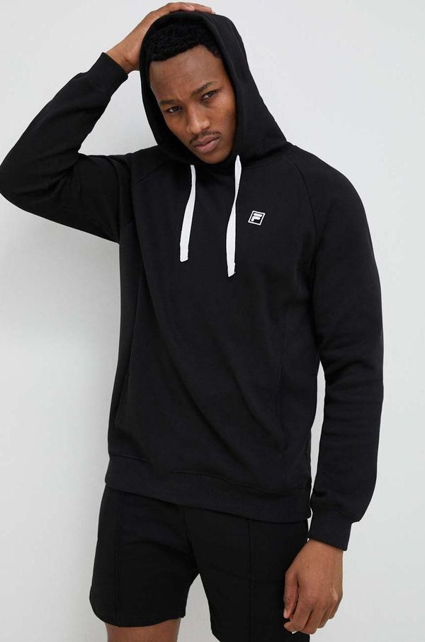 Fila Dukserica Fila za muškarce, boja: crna, s kapuljačom, glatka