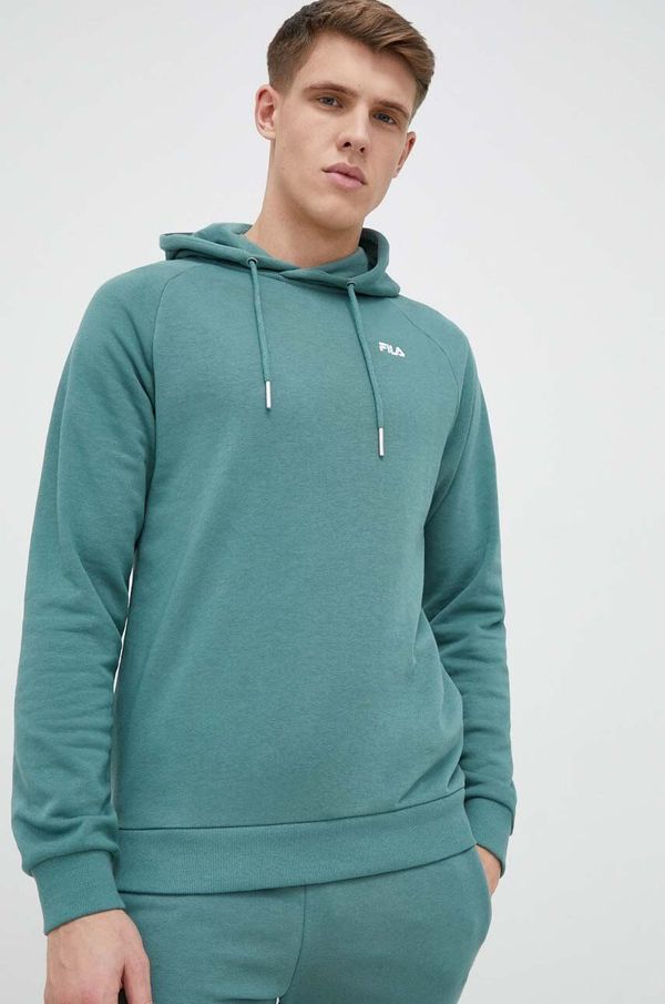 Fila Dukserica Fila za muškarce, boja: zelena, s kapuljačom, glatka