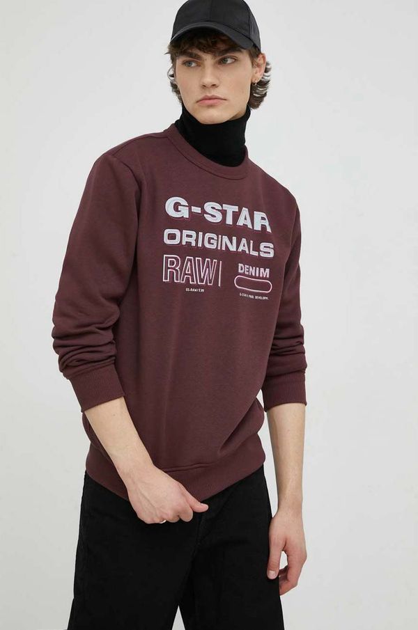 G-Star Raw Dukserica G-Star Raw za muškarce, boja: bordo, s tiskom
