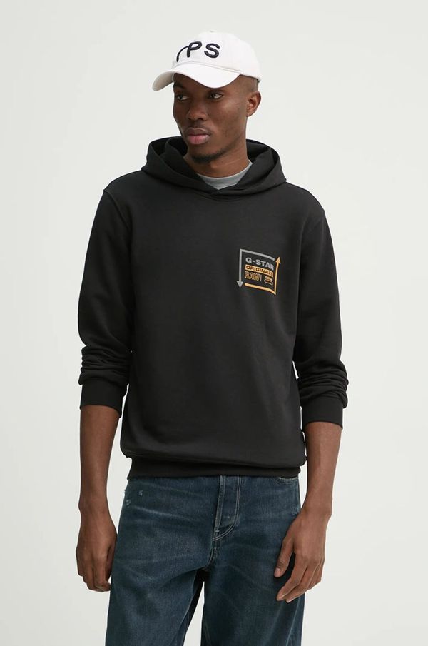 G-Star Raw Dukserica G-Star Raw za muškarce, boja: crna, s kapuljačom, s tiskom, D25442-D797