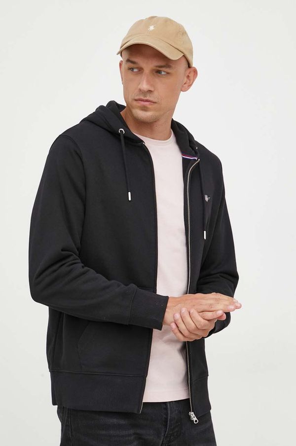 Gant Dukserica Gant za muškarce, boja: crna, s kapuljačom, glatka