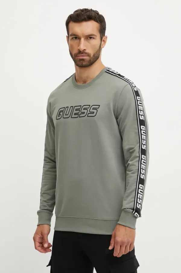 Guess Dukserica Guess ARLO za muškarce, boja: zelena, s tiskom, Z4GQ24 K6ZS1