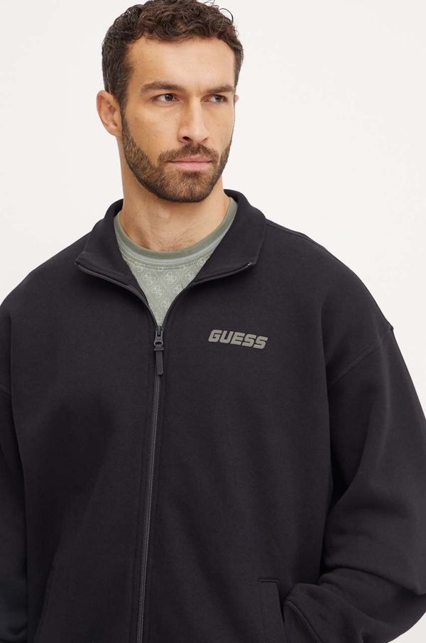 Guess Dukserica Guess EMIS za muškarce, boja: crna, s tiskom, Z4YQ01 K9V31