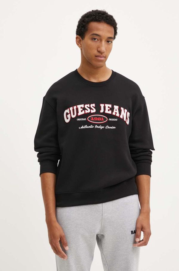 Guess Jeans Dukserica Guess Jeans za muškarce, boja: crna, s aplikacijom, M4YQ20 K9V31