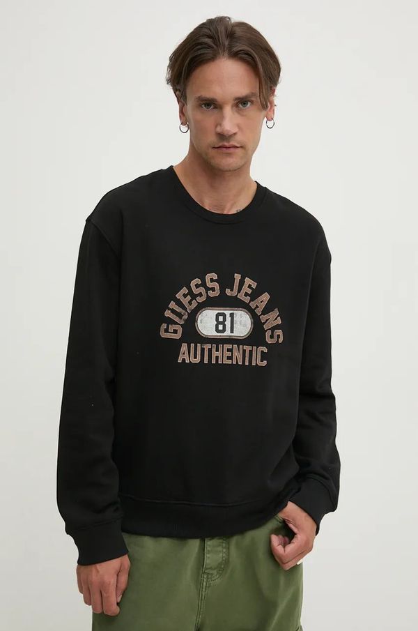 Guess Jeans Dukserica Guess Jeans za muškarce, boja: crna, s tiskom, M4BQ06 K9V31