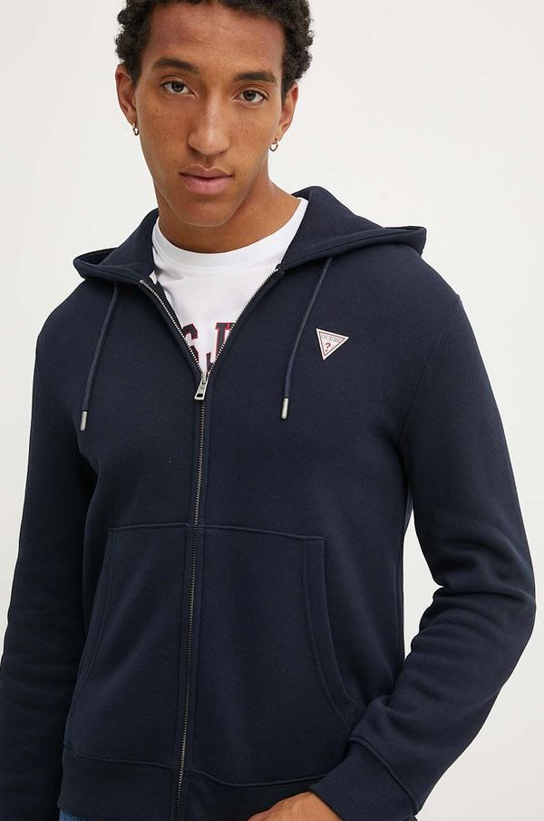 Guess Jeans Dukserica Guess Jeans za muškarce, boja: tamno plava, s kapuljačom, bez uzorka, M4YQ28 K9V31