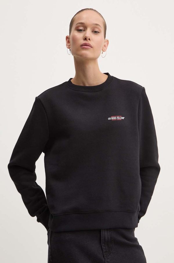 Guess Jeans Dukserica Guess Jeans za žene, boja: crna, s tiskom, W4YQ07 KC811