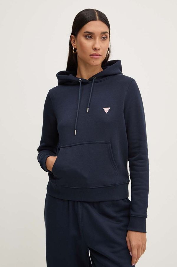 Guess Jeans Dukserica Guess Jeans za žene, boja: tamno plava, s kapuljačom, bez uzorka, W4YQ04 KC811