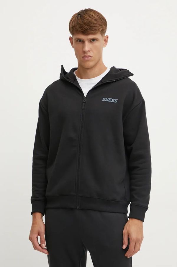 Guess Dukserica Guess KEID za muškarce, boja: crna, s kapuljačom, bez uzorka, Z4BQ17 KCEA0