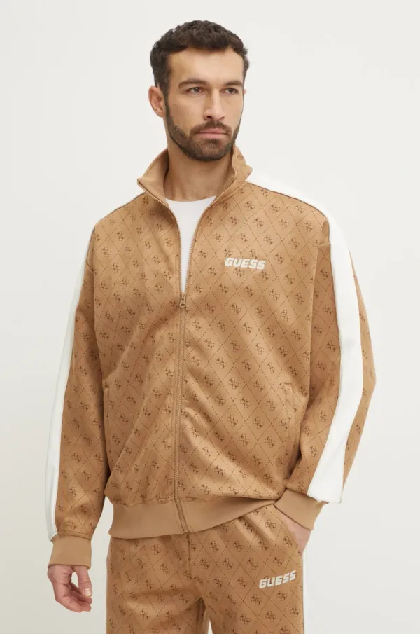 Guess Dukserica Guess MOJO za muškarce, boja: bež, s uzorkom, Z5RQ21 KCJY2