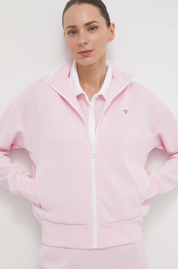 Guess Dukserica Guess MYLAH za žene, boja: ružičasta, s aplikacijom, V4GQ02 KBFB2