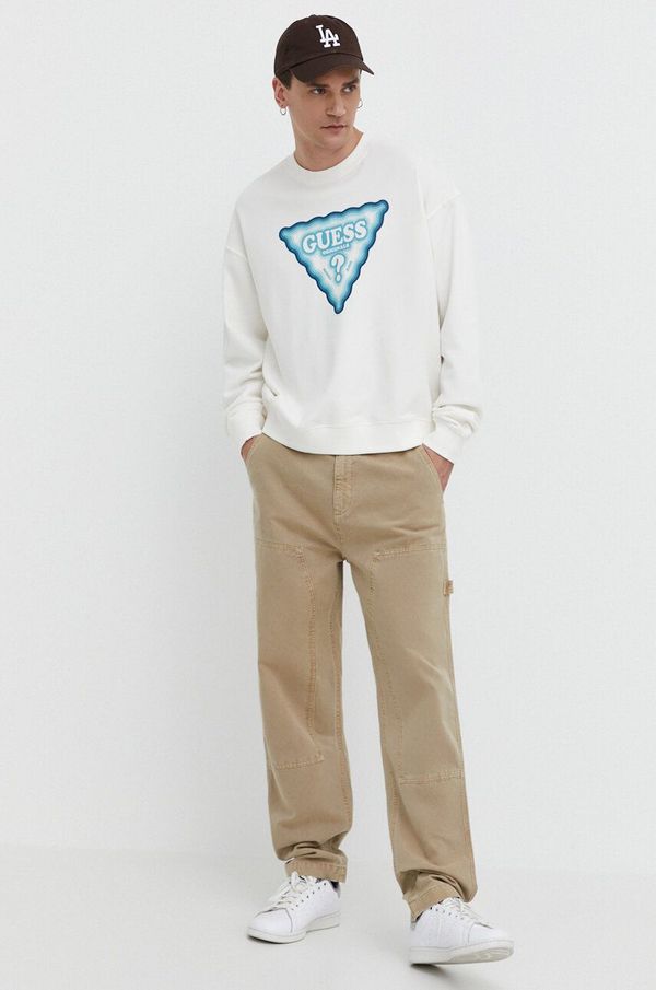 Guess Originals Dukserica Guess Originals boja: bež, s tiskom