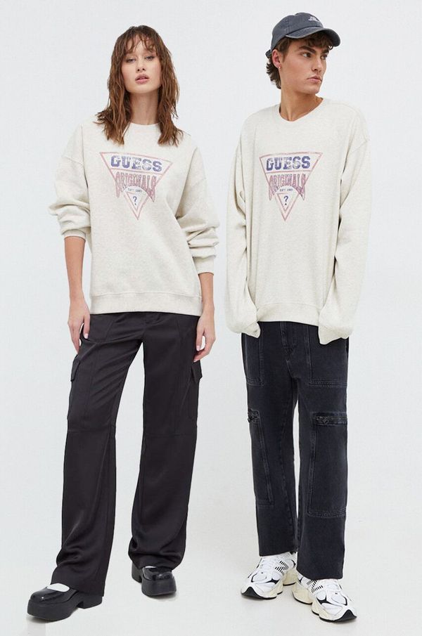 Guess Originals Dukserica Guess Originals boja: bež, s tiskom