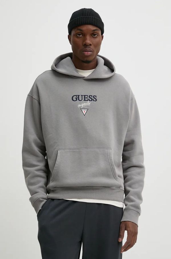 Guess Originals Dukserica Guess Originals boja: siva, s kapuljačom, s aplikacijom, M4BQ29 K9V31