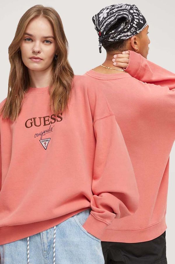 Guess Originals Dukserica Guess Originals za muškarce, boja: narančasta, s aplikacijom