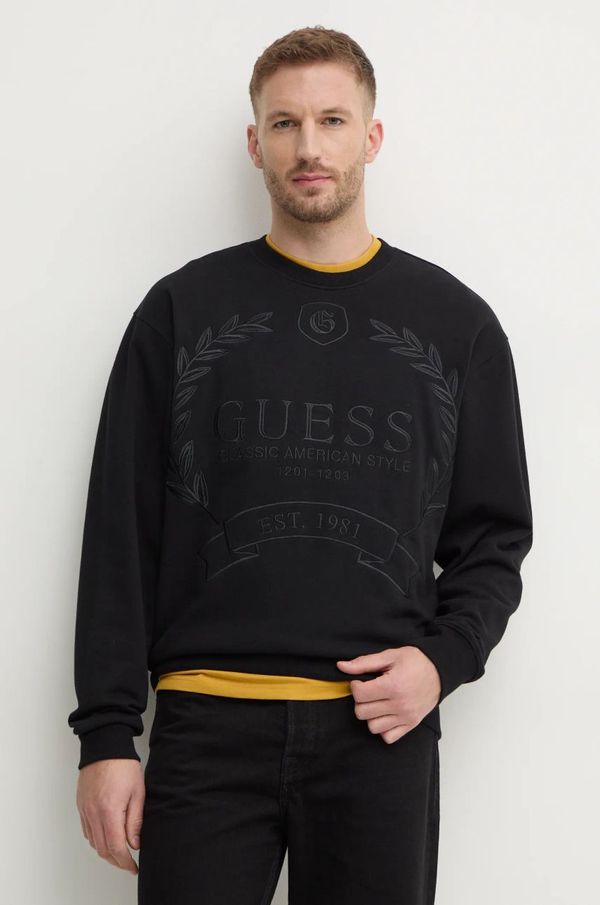 Guess Dukserica Guess ROY za muškarce, boja: crna, s aplikacijom, M4BQ04.K9YH1