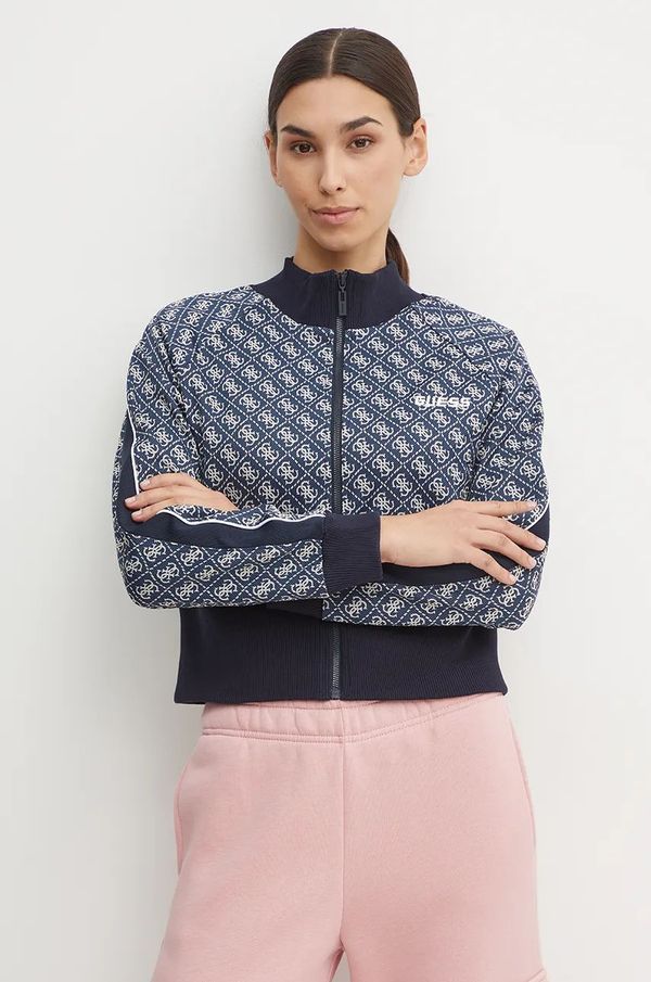 Guess Dukserica Guess SARAH za žene, boja: tamno plava, s uzorkom, V4BQ10 KCHW0