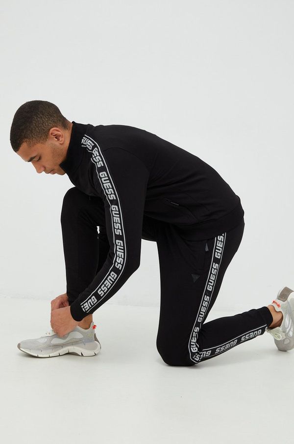 Guess Dukserica Guess za muškarce, boja: crna, s aplikacijom