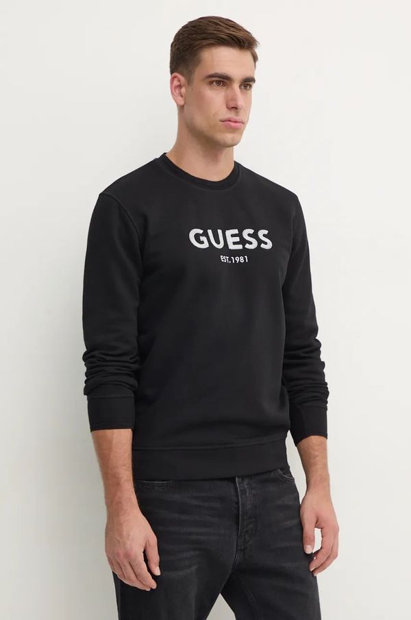Guess Dukserica Guess za muškarce, boja: crna, s aplikacijom, M4BQ23.K9Z21