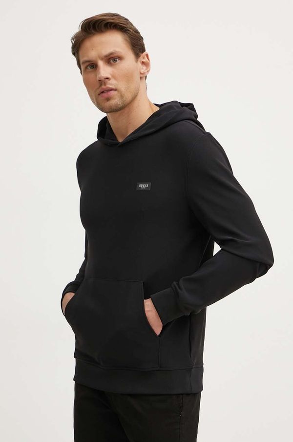 Guess Dukserica Guess za muškarce, boja: crna, s kapuljačom, bez uzorka, M4YQ10 KCBL0