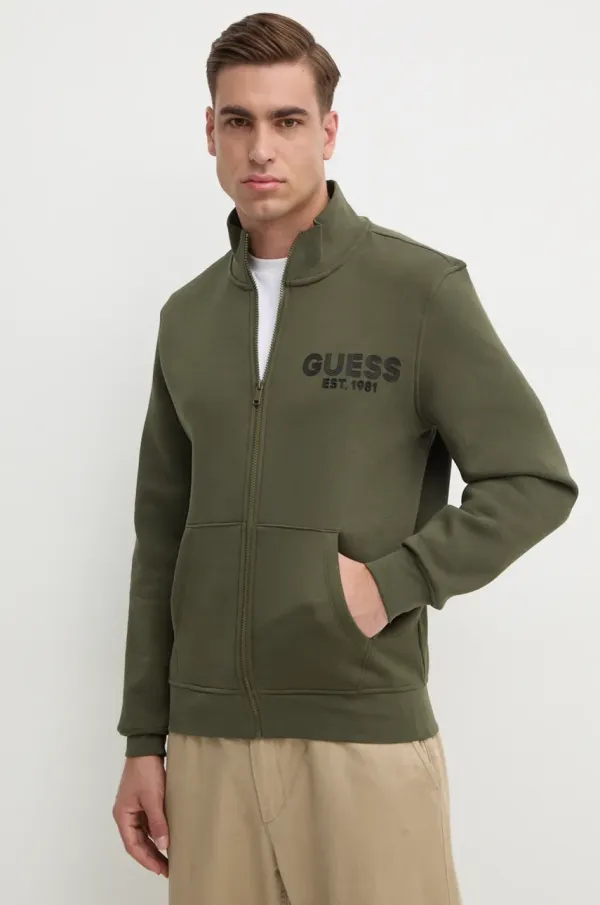 Guess Dukserica Guess za muškarce, boja: zelena, s tiskom, M4YQ80 K9Z21